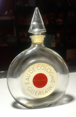 Vintage Guerlain Paris Shalimar Empty Perfume Cologne Large Glass Bottle