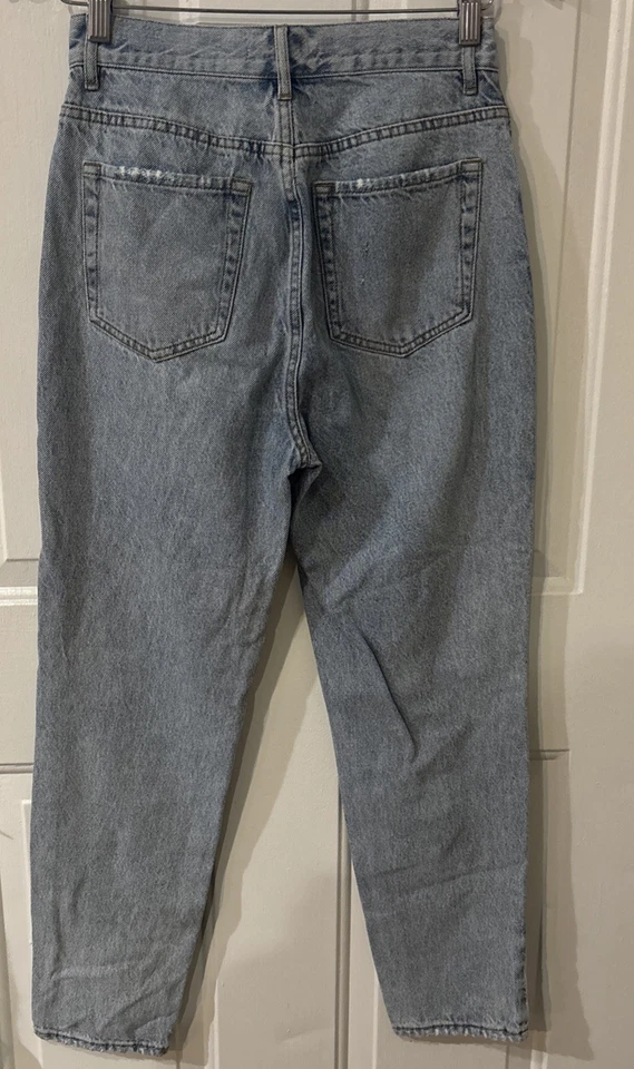 PACSUN LIGH BLUE Wash Denim Ultra High Rise Slim Mom Jeans Button Front Size 26 - Image 3 of 4