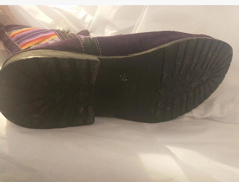 Женские фиолетовый замши 12» высоты ботинки Rainbow перуанский одеяло Sz 40 (9,5) EUC - Изображение 4 из 4