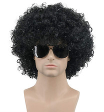 Adult Men Women Afro 70S 80S Short Curly Black Rocker Party Wig California Hallo