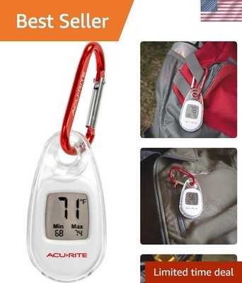 Aluminum Carabiner Clip Digital Thermometer - Low Battery Indicator for Outdoors