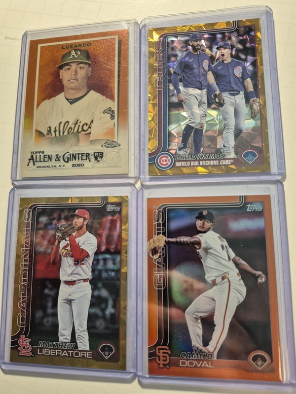 4 Card Lot. 2 Orange/25 (Luzardo RC) + 2 Gold/50 Diamante