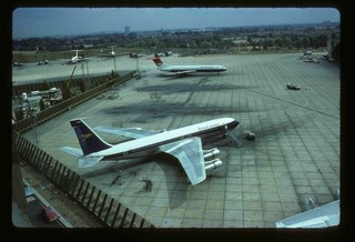 Original colour slide British Airways Boeing 707 G AXGW LHR 1976