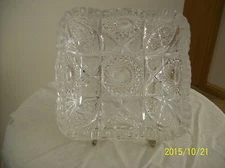 Imperial Antique Nucut Crystal Hobstar & Shield Saw Tooth Square Serving Dish