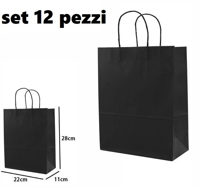 JJQHYC Sacchetti regalo Borsa con manico Borsa in carta kraft piccola per compleanno con elegante decorazione in lamina d'oro (18 PZ