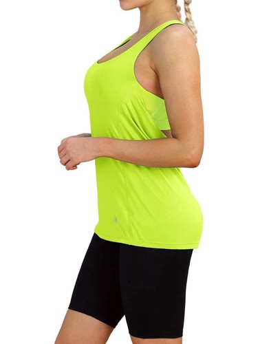 Icyzone Women's Open Back Workout Athletic Yoga Tank Tops with Built in Bra M