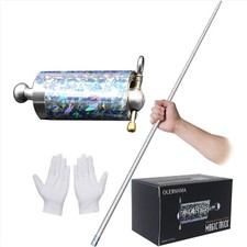 Professional Silver Magic Cane with Quick-Action Spring Switch  Gloves Included