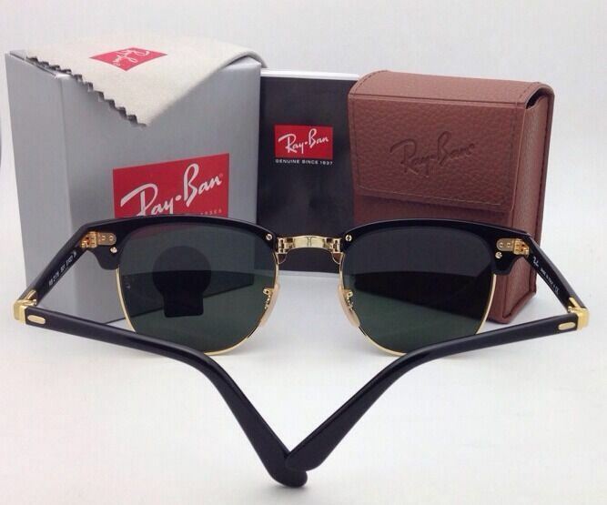 New RAY-BAN CLUBMASTER Folding Sunglasses RB 2176 901 51-21 Black