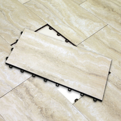 New DIY Basement Flooring Tiles Sahara Beige Slate - 2 SQ FT per Tile - US MADE