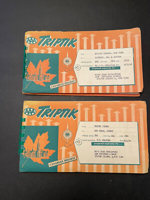2 Vintage AAA New York Triptik Books Staten Island NY to Maine