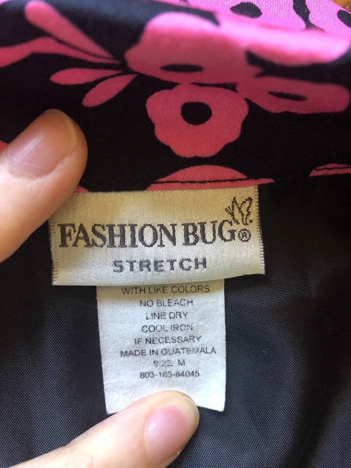 Blazer Moda Bug Talla M Negro Rosa Diseño Floral Mangas 3/4 Foto 4 de 4