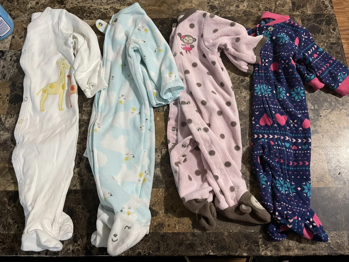 LOT OF CARTERS BABY GIRL PAJAMAS SIZE NEWBORN 3 MONTHS 6