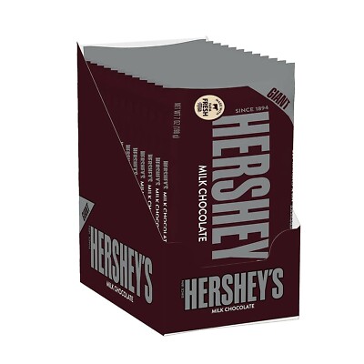 Hershey's Milk Chocolate JUMBO Bar, Jumbo, 7 Ounce, BULK VALUE PRICE Pack of 12