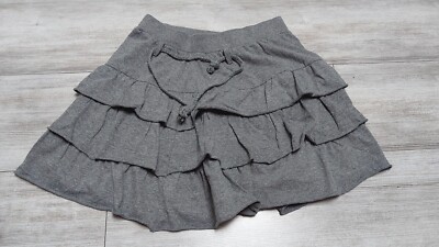 Falten Rock Mädchen Damen Gr. 34 XS grau Baumwolle sweat sportlich mit Kordel St