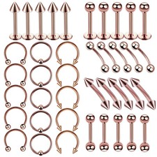 20-40Pcs 14G 16G Piercing Kit Steel Nose Septum Belly Lip Ring Tragus Earring