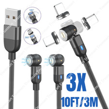 3Pack 3A Magnetic Phone Charger 10ft Fast Charging Cable For iPhone 13 11 XR 8 6