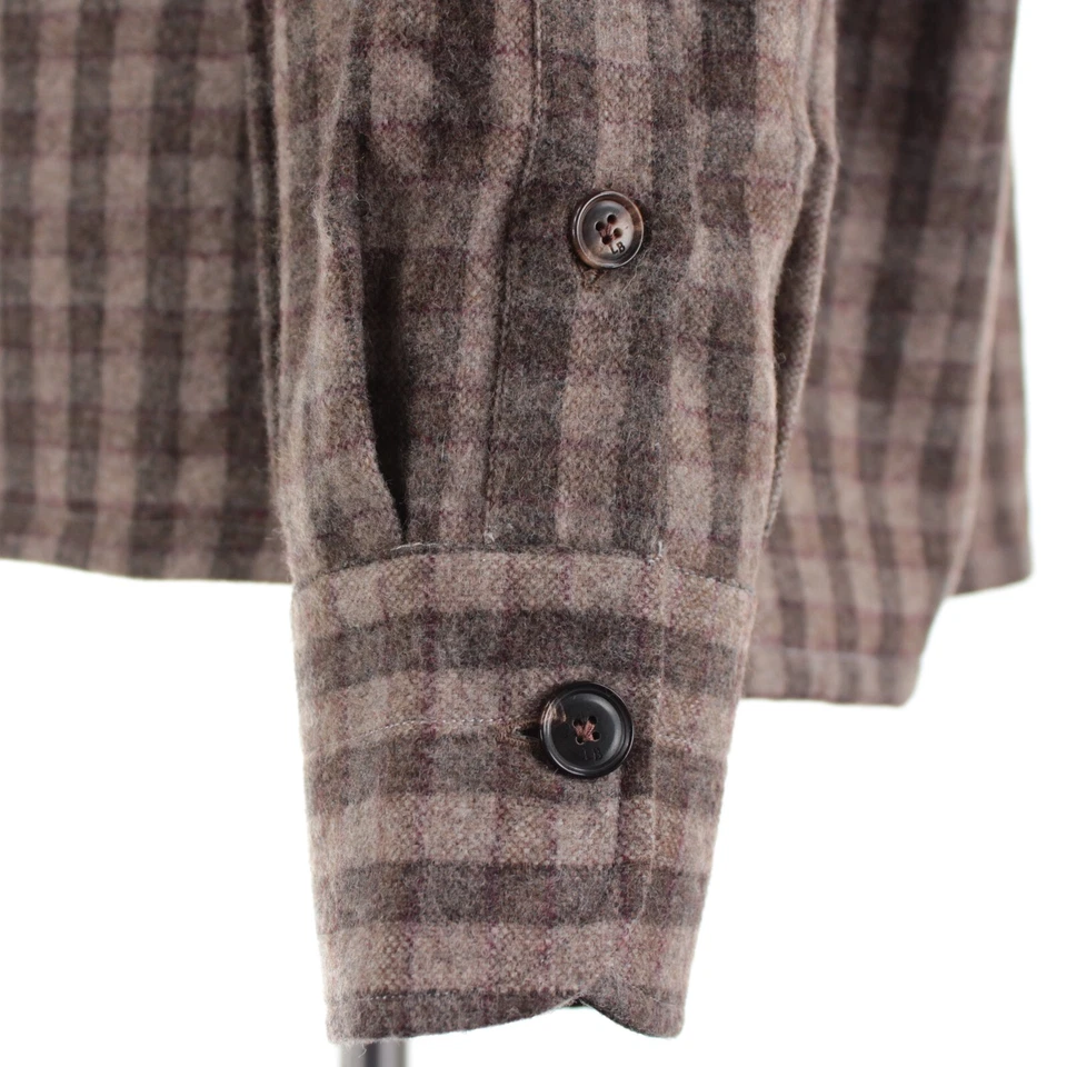 Sobrecamisa Luciano Barbera Nueva con Etiquetas Lana Cachemira Talla XL en Marrón con Cuadros Borgoña Foto 3 de 4