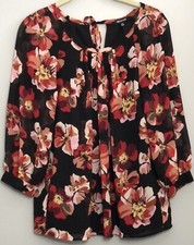 MADEWELL Women's Blouse Floral Tie Back Long Sleeve Size XXS Multicolor EUC