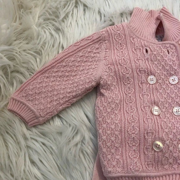Chant De Joie Baby Girls’ Size 6-9/ 9-12 Months Sweater Set Light Pink Textured - Image 4 of 4