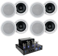 Rockville LED Tube Amp/Home Theater Receiver 8 8" White Ceiling Speakers