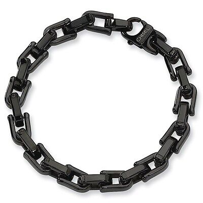 Mens Stainless Steel Black Shackle Link Bracelet 