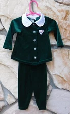 VTG 90's BROOKE LINDSAY  Velour Green Jacket & Pants Set Suit 12 months