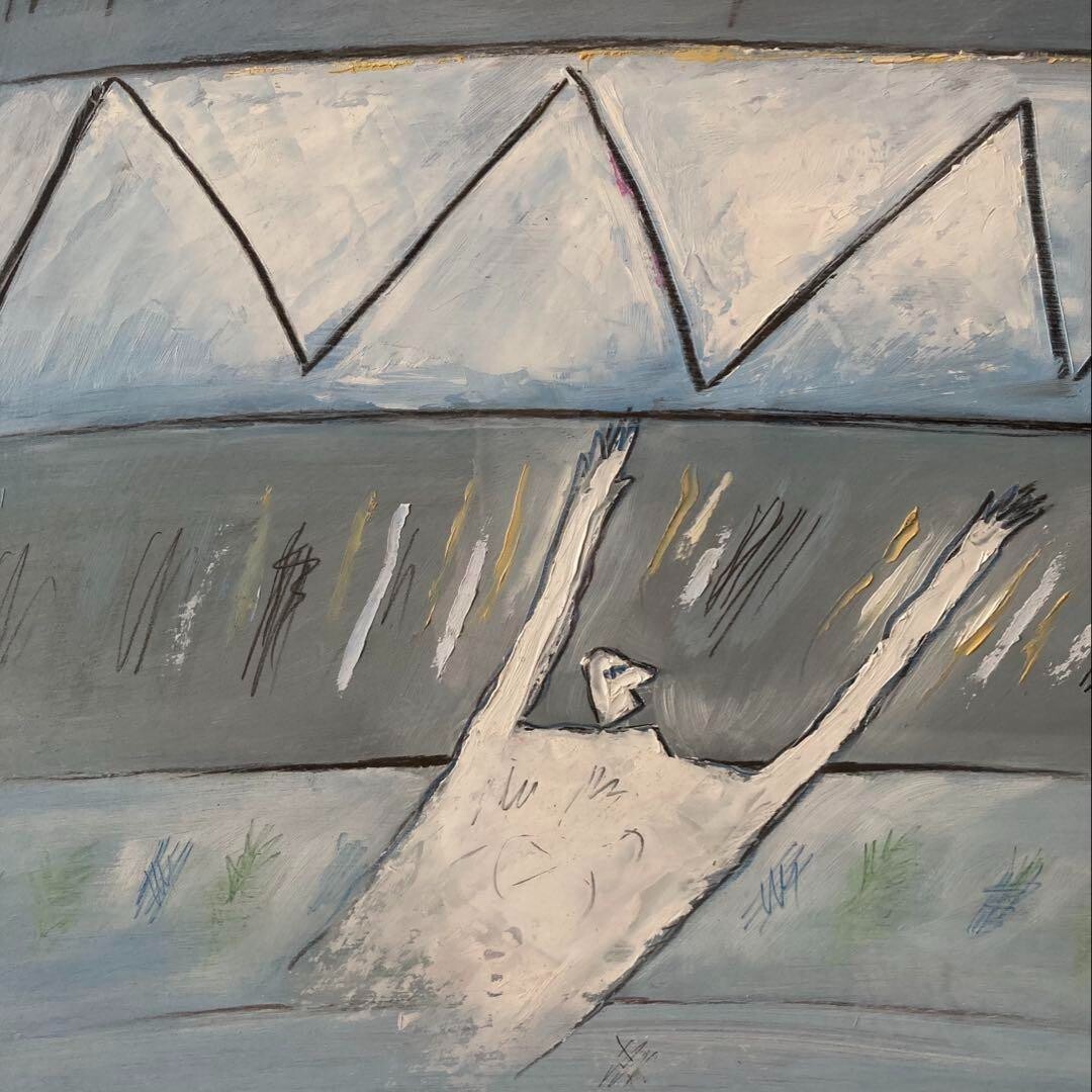 old girl様宛コメント　油絵　抽象画　jiri votruba作　青 JIRI VOTRUBA (Czech) 1996 Signed Original Painting Oil on