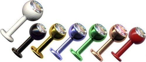 Labret Piercing Spina Steinbesetzt- 7 Colori Lèvre Naso Orecchio Helix Lobo