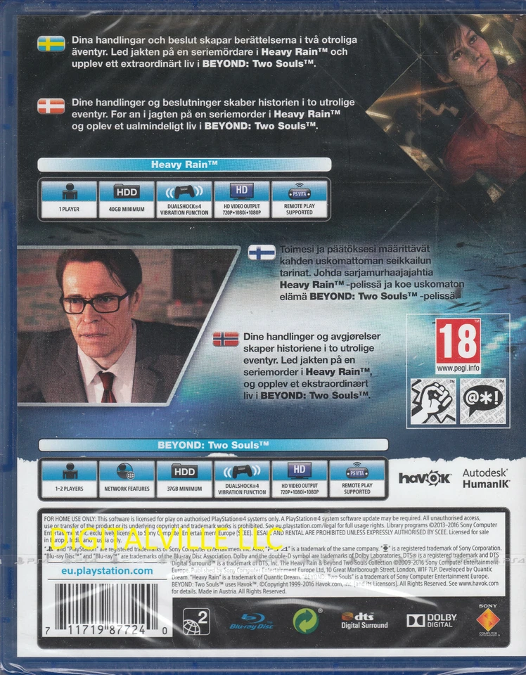 Heavy Rain Beyond Two Souls Collection PS4 Brand New FactorySealed PlayStation 4 - Image 2 of 2
