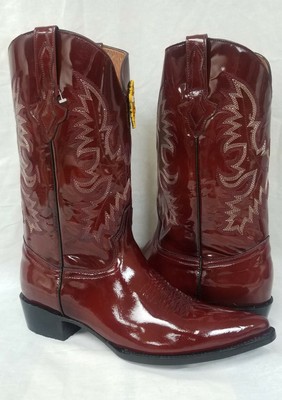 burgundy shiny boots