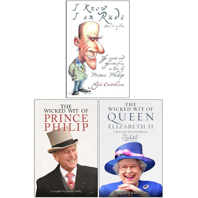 Wicked Wit of Queen Elizabeth, Prince Philip, I Know I Am Rude 3 Books set NEW