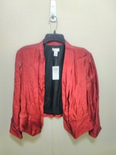 Chico's Drape Front Jacket Sultry Red Metallic New 2 L 12
