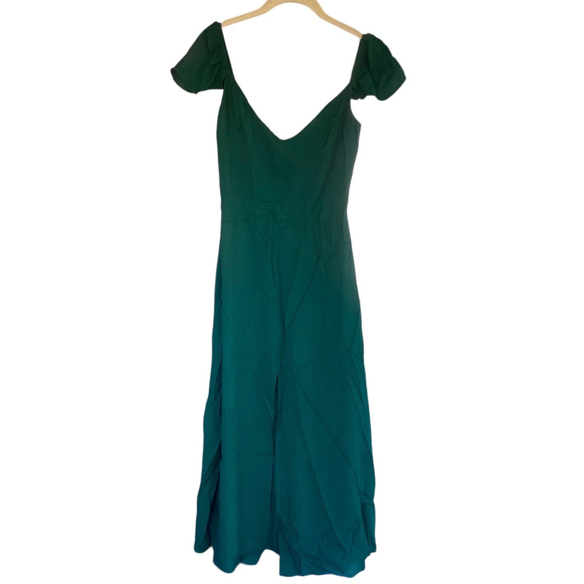 green fit and flare midi dress David Jones Reformation Baxley in Emerald, Size 2 US green evening dresses