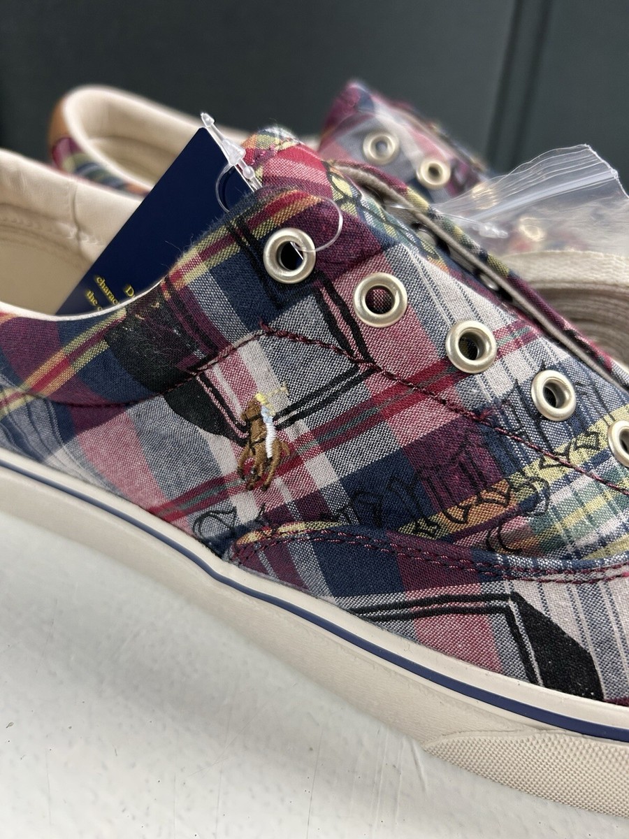 Polo Ralph Lauren Keaton LCL Plaid Pony Boat Sneaker Shoes  display picture 2