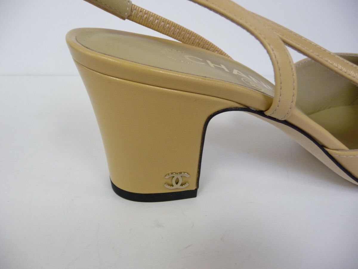 Chanel 22S G31318 Two-tone Slingback Heel Pumps 37-40 EUR sizes