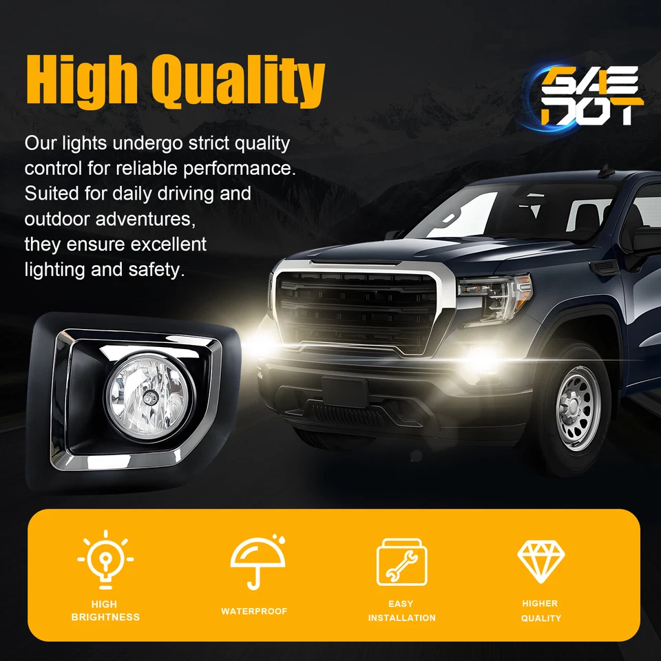 Luces antiniebla lámpara de parachoques con cableado de bisel para GMC Sierra 2500HD 3500HD 2015-2019 Foto 3 de 4