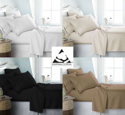 LUXUS 100% ÄGYPTISCHE BAUMWOLLE EXTRA TIEFE SPANNBETTLAKEN 300 400 500 FADENZAHL