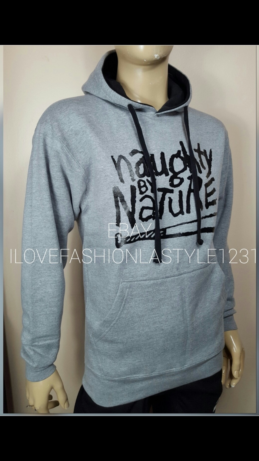 FILA FELPA CON CAPPUCCIO NAUGHTY BY NATURE GRIGIA PULLOVER RUN DMC NWA 2PAC EAST COAST ROW PAC