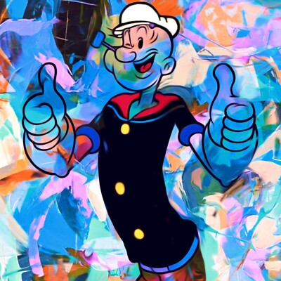 Popeye 100x100 Acrylglas Bild/Loft/Druck/Glas/XXL/Street Art/Comic
