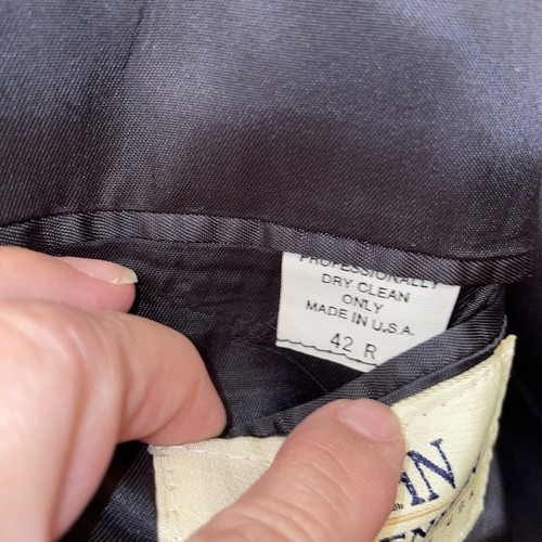 John Clarendon Suit Mens Blue Pinstripe 100% Wool Blazer 42R Pants W36xL30 - Picture 6 of 13