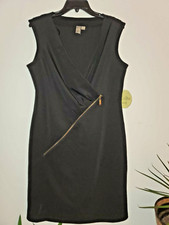 Women's Emma & Michele Zippered Accent Little Black Short Knee Length Dress Sz14
