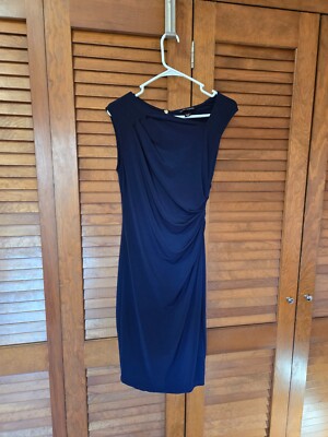 Victoria's Secret Asymmetrical Shift Ruched Dress Dark Blue Sz S NEEDS STITCHING