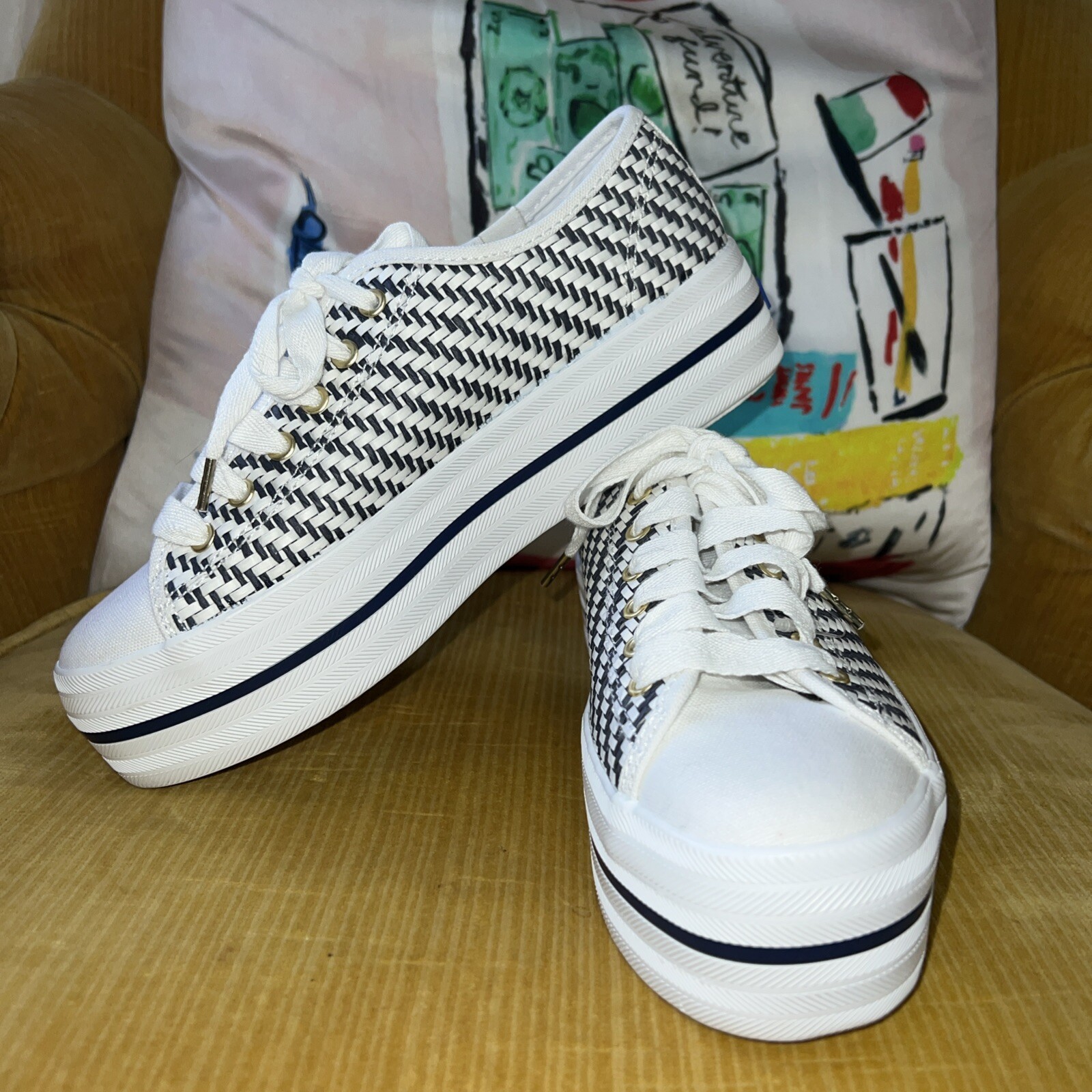 Keds X Kate Spade New York Triple Up Woven Sneakers Women's 8 NEW SOLD OUT image 4