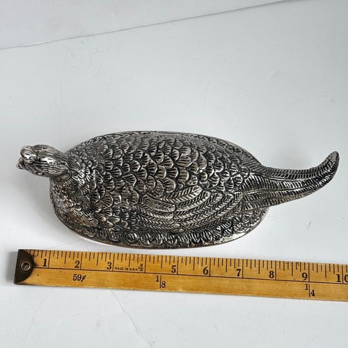 Pottery Barn Pheasant Quail Butter Dish Metal Ceramic Tray New - Picture 7 of 8