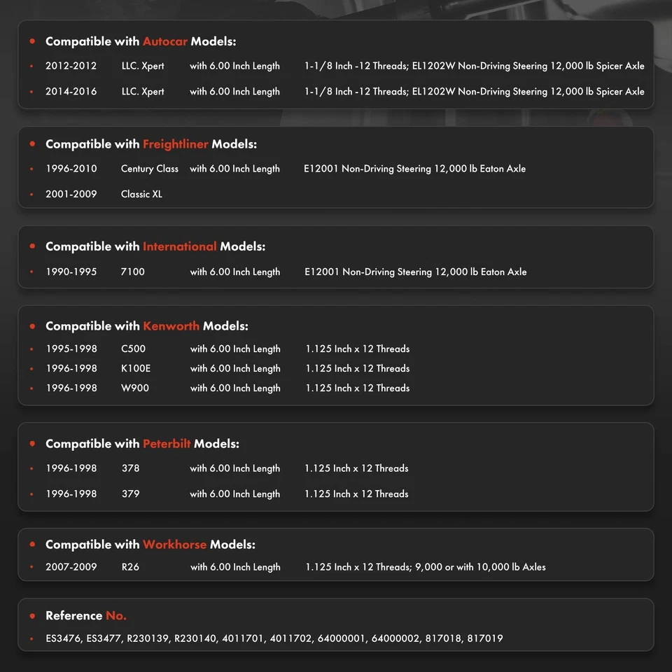 Extremo de barra de amarre exterior delantero 2 piezas para Freightliner Century Class International 7100 Foto 2 de 4