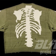 Kapital 5G Cotton Knit Bone Crew Sweater Khaki Size 3