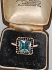 Vintage 1990-s 14 Ct Rolled Gold Aquamarine Ring Size UK P US 7.5  Hallmarked!