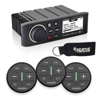 Fusion MS-RA70NSX Marine System Three Wireless Remotes For Three Zones Black