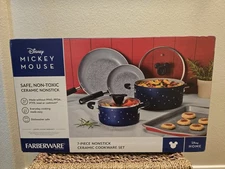 Disney Mickey Mouse 7-piece Nonstick Ceramic Cookware Set New