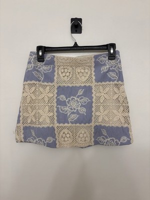 NWT Sofie The Label Carmine Blue Crochet Skirt Women s Size M